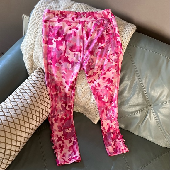 Girls SKECHERS Pink Camo ATHLETIC Workout LEGGINGS With LACE UP Sides XL - Picture 10 of 16